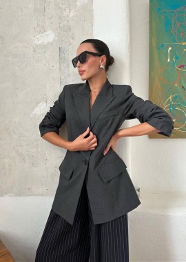 ΜΙΝΕΥ γυναικείο μπλέιζερ με κουμπιά (σκούρο γκρι)