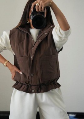 ALEXIE γυναίκειο καπιτονέ αμάνικο μπουφάν (ΚΑΦΕ)