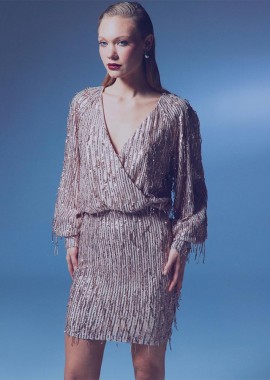 ARINNA γυναίκειο κορμάκι με κρόσσια bronze