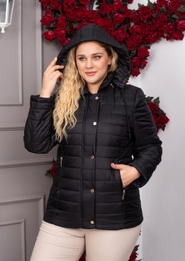 SOU - LIANA γυναικείο καπιτονέ μπουφάν με κουκούλα (BIGSIZE)