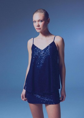 Nelly γυναικεία τιράντα μπλούζα με παγιέτες (ΜΠΛΕ)