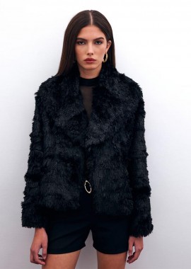 GUILTY γυναικεία συνθετική γούνα κοντή με γιακά