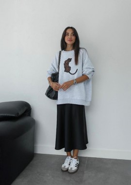 Myla γυναικεία μιντι σατεν φούστα μαυρη