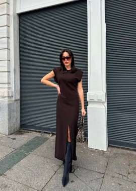 ERMI γυναικείο μιντι φόρεμα με ανοιγμα μπροστα (ΚΑΦΕ)