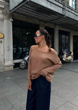 ZOHA γυναικεία πλεκτη μπλούζα καμελ