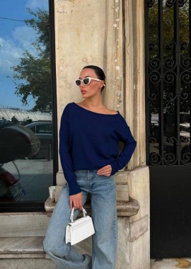 ZOHA γυναικεία πλεκτη μπλούζα μπλε σκουρο