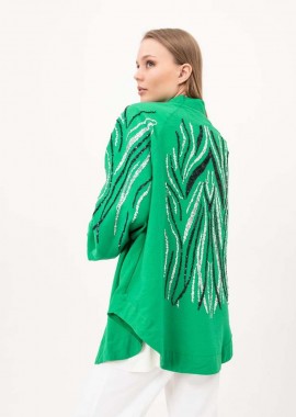 Aerin γυναικείο πουκάμισο με κεντήματα πράσινο