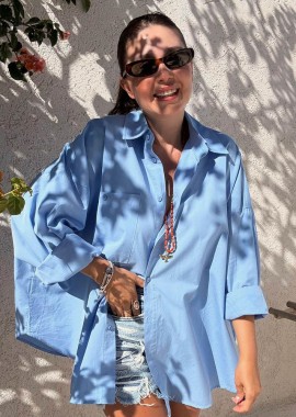 NAMMOS πουκαμίσα οversized μακρια μπλε