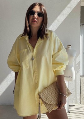 NAMMOS πουκαμίσα οversized μακρια κιτρινο