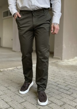 Ανδρικό χακί παντελόνι καπαρντίνα Chinos BO2909X
