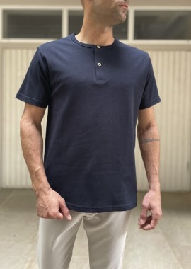 Ανδρικό μπλε κοντομάνικο ανάγλυφο σχέδιο και κουμπιά 2427280