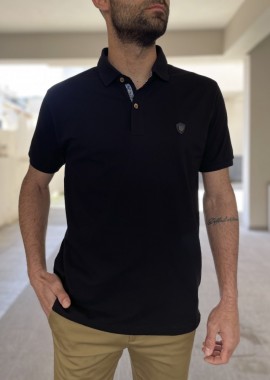 Everbest ανδρική μαύρη πικέ Polo μπλούζα Plus Size 242833