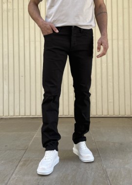 Ανδρικό μαύρο τζιν παντελόνι ελαστικό με κουμπιά GB5403