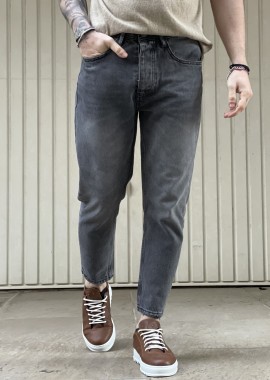 Ανδρικό ανθρακί σταθερό Loose Jean πεντάτσεπο με κουμπιά JR8001
