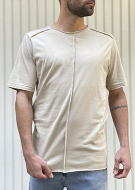 NDC ανδρικό μπεζ ασύμμετρο T-shirt με ραφή 232917B