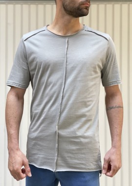 NDC ανδρικό γκρι ασύμμετρο T-shirt με ραφή 232917G