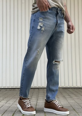 Ανδρικό loose τζιν ξεβαμμένο πεντάτσεπο 2482