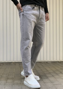 Ανδρικό γκρι σταθερό Loose τζιν πεντάτσεπο με κουμπιά JR7006
