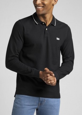 Lee Ανδρική Μπλούζα Polo Μακρυμάνικη Μαύρη L61VRL02
