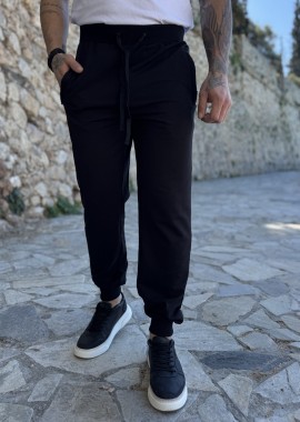 Ανδρική αθλητική μαύρη φόρμα με λάστιχο 50121