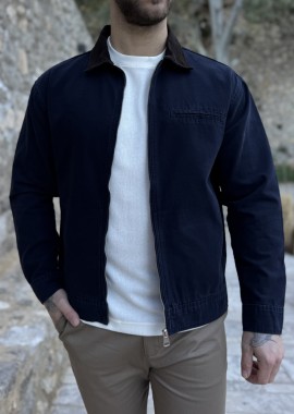 Ανδρικό μπλε βαμβακερό Jacket με γιακά LC18151