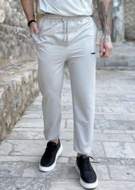 Ανδρική γκρι φόρμα με λάστιχο και λογότυπο στο πλάι ES302