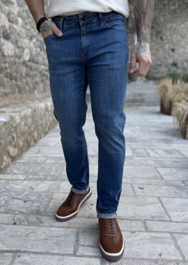 Ανδρικό μπλε ξεβαμμένο τζιν ελαστικό regular GB5754