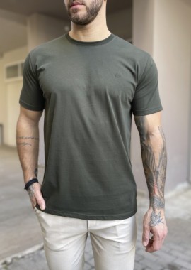 Everbest ανδρικό χακί βαμβακερό Plus Size T-shirt 2628000X