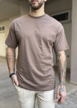 Ανδρική καφέ κοντομάνικη μπλούζα Oversized TST0426K