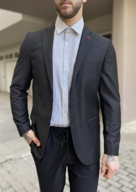 Ανδρικό μαύρο σακάκι με τσέπες 6420B