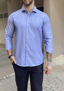 Ανδρικό σιελ πουκάμισο Oxford Modern Fit 243015M