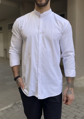 Ben Tailor ανδρικό λευκό πουκάμισο με μάο γιακά 0589W