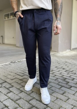 Ανδρικό μπλε υφασμάτινο παντελόνι με πιέτα PNT5002N