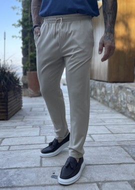 Ανδρικό μπεζ υφασμάτινο παντελόνι loose fit FCL005