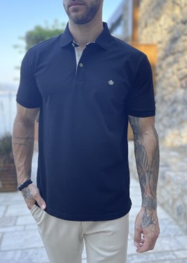 Everbest ανδρική μαύρη πικέ Polo μπλούζα Plus Size 252834