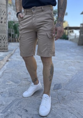 Ανδρική μπεζ cargo βερμούδα 424623