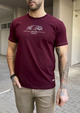 Everbest ανδρική μπορντό κοντομάνικη μπλούζα με τύπωμα 252803