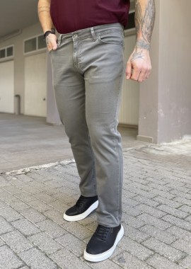 Ανδρικό γκρι τζιν ελαστικό σε ίσια γραμμή με φερμουάρ LC17089
