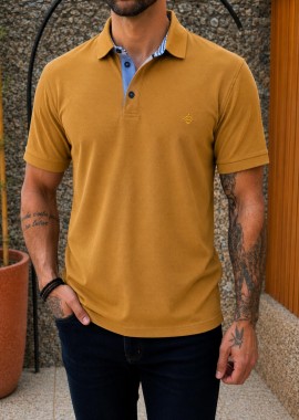 Origin ανδρική ώχρα πικέ Polo μπλούζα Plus Size 262720