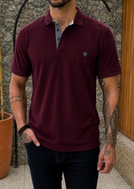 Everbest ανδρική μπορντό πικέ Polo μπλούζα Plus Size 262834B