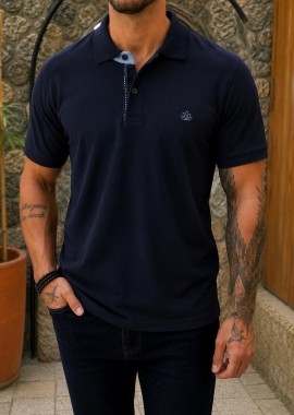 Everbest ανδρική μπλε navy πικέ Polo μπλούζα Plus Size 262834N
