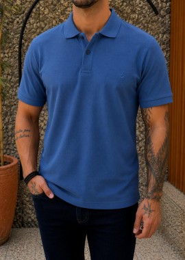 Origin ανδρική μπλε Indigo πικέ Polo μπλούζα Plus Size 252717I