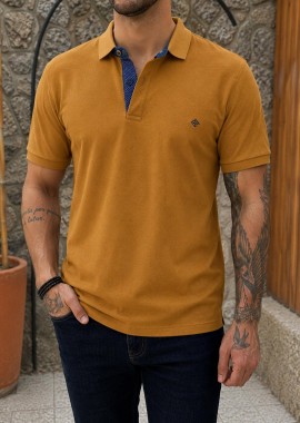 Origin ανδρική ώχρα πικέ Polo μπλούζα Plus Size 262719O