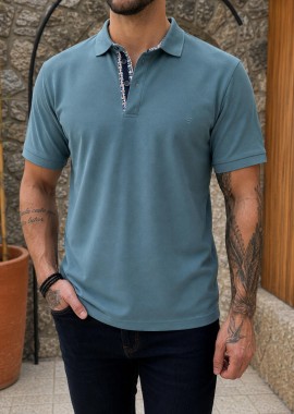 Origin ανδρική γαλάζια πικέ Polo μπλούζα Plus Size 262723G