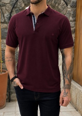 Origin ανδρική μπορντό πικέ Polo μπλούζα Plus Size 262723