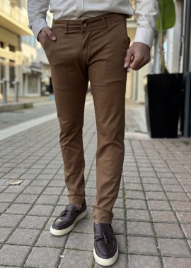 Ανδρικό ταμπά παντελόνι υφασμάτινο Chinos Slim Fit 2421