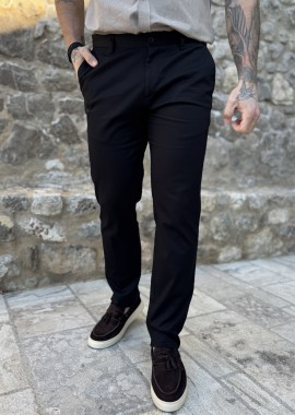 Ανδρικό μαύρο υφασμάτινο παντελόνι Chinos D1351