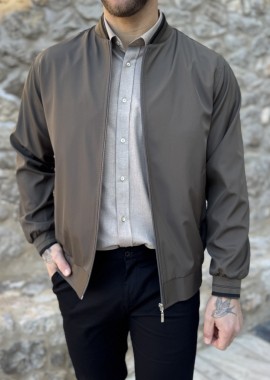 Ανδρικό σκούρο λαδί ελαφρύ Bomber Plus Size D1900S