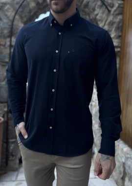 Ανδρικό μπλε navy βαμβακερό πουκάμισο Oxford 966Ν