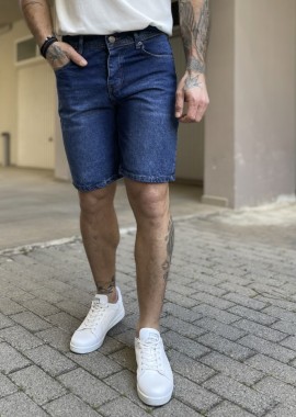 Ανδρική μπλε σκούρο τζιν loose βερμούδα 40306